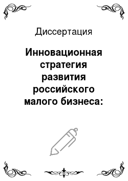 Диссертация: Инновационная стратегия развития российского малого бизнеса: Социоструктурные аспекты