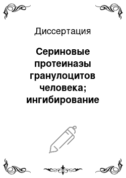 Диссертация: Сериновые протеиназы гранулоцитов человека; ингибирование кислотостабильными производными интер-альфа-ингибитора трипсина