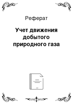 Реферат: Учет движения добытого природного газа