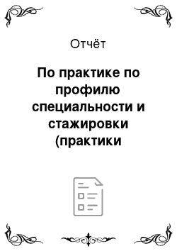 Отчёт: По практике по профилю специальности и стажировки (практики квалификационной)