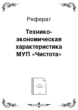 Реферат: Технико-экономическая характеристика МУП «Чистота»