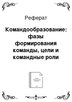 Реферат: Командообразование: фазы формирования команды, цели и командные роли