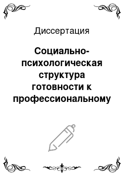 Диссертация: Социально-психологическая структура готовности к профессиональному выбору лиц юношеского возраста