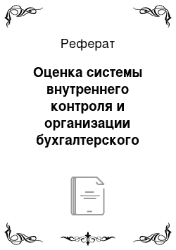 Реферат: Оценка системы внутреннего контроля и организации бухгалтерского учета аудируемого лица