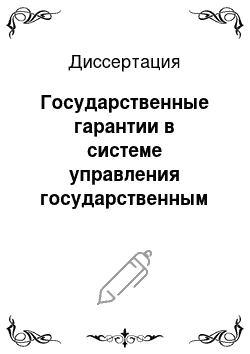 Диссертация: Государственные гарантии в системе управления государственным долгом Российской Федерации