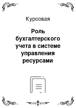 Курсовая: Роль бухгалтерского учета в системе управления ресурсами предприятия