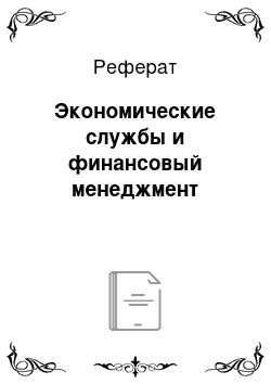 Реферат: Экономические службы и финансовый менеджмент