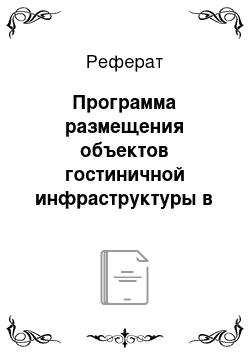 Реферат: Программа размещения объектов гостиничной инфраструктуры в Санкт-Петербурге