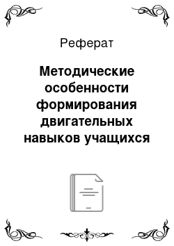 Реферат: Методические особенности формирования двигательных навыков учащихся средних классов с преимущественным владением левой рукой