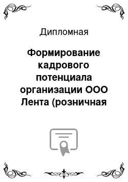 Дипломная: Формирование кадрового потенциала организации ООО Лента (розничная торговля)