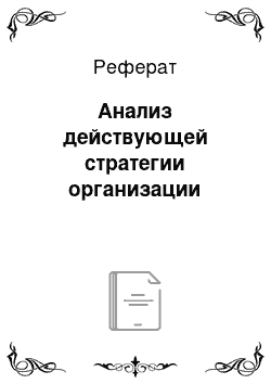 Реферат: Анализ действующей стратегии организации