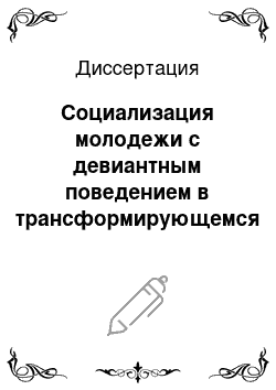 Диссертация: Социализация молодежи с девиантным поведением в трансформирующемся обществе