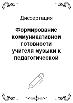 Диссертация: Формирование коммуникативной готовности учителя музыки к педагогической деятельности