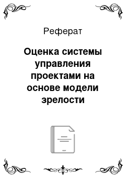 Реферат: Оценка системы управления проектами на основе модели зрелости