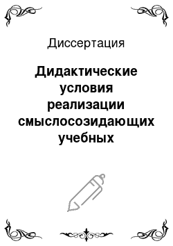 Диссертация: Дидактические условия реализации смыслосозидающих учебных технологий в основном общем образовании