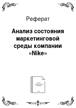 Реферат: Анализ состояния маркетинговой среды компании «Nike»
