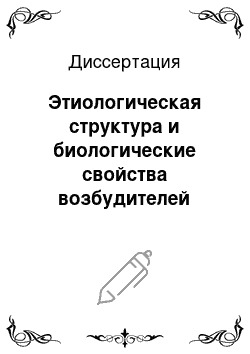 Диссертация: Этиологическая структура и биологические свойства возбудителей нозокомиальных инфекций выделенных в родовспомогательных учреждениях г. Махачкалы