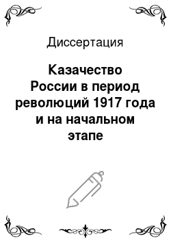 Диссертация: Казачество России в период революций 1917 года и на начальном этапе гражданской войны
