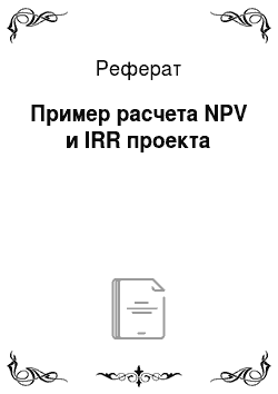 Реферат: Пример расчета NPV и IRR проекта