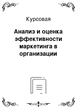 Курсовая: Анализ и оценка эффективности маркетинга в организации