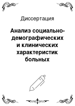 Диссертация: Анализ социально-демографических и клинических характеристик больных шизофренией с сопутствующей аддиктивной патологией, госпитализированных в психиатрический и многопрофильный стационары