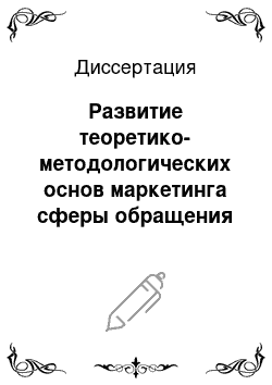 Диссертация: Развитие теоретико-методологических основ маркетинга сферы обращения товаров