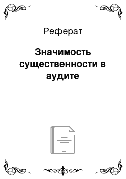 Реферат: Значимость существенности в аудите