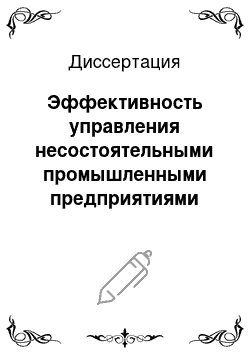 Диссертация: Эффективность управления несостоятельными промышленными предприятиями как условие обеспечения фискальных интересов государства