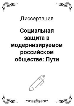 Диссертация: Социальная защита в модернизируемом российском обществе: Пути эффективной координации взаимодействия