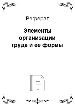 Реферат: Элементы организации труда и ее формы