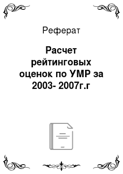 Реферат: Расчет рейтинговых оценок по УМР за 2003-2007г.г