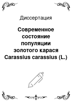 Диссертация: Современное состояние популяции золотого карася Carassius carassius (L.) Чухломского озера Костромской области