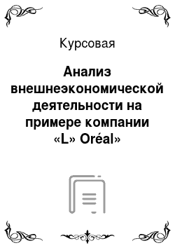 Курсовая: Анализ внешнеэкономической деятельности на примере компании «L» Oréal»