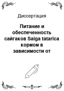 Диссертация: Питание и обеспеченность сайгаков Saiga tatarica кормом в зависимости от особенностей растительности на пастбищах