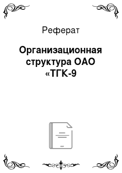 Реферат: Организационная структура ОАО «ТГК-9