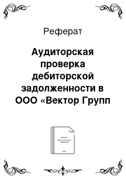 Реферат: Аудиторская проверка дебиторской задолженности в ООО «Вектор Групп Иваново»