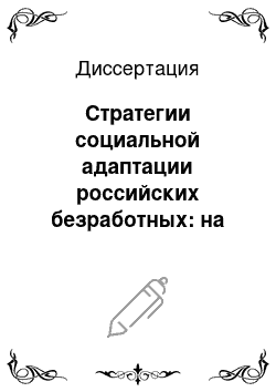 Диссертация: Стратегии социальной адаптации российских безработных: на материалах Ярославской области