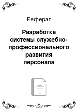 Реферат: Разработка системы служебно-профессионального развития персонала организации