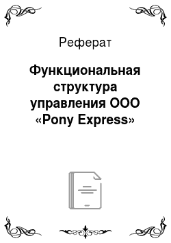 Реферат: Функциональная структура управления ООО «Pony Express»