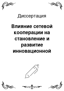 Диссертация: Влияние сетевой кооперации на становление и развитие инновационной экономики