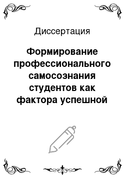 Диссертация: Формирование профессионального самосознания студентов как фактора успешной адаптации в профессии