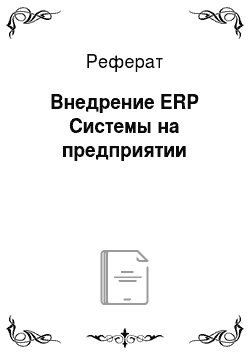 Реферат: Внедрение ERP Системы на предприятии