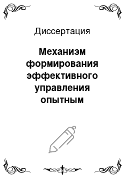 Диссертация: Механизм формирования эффективного управления опытным производством промышленных предприятий в условиях инновационной деятельности