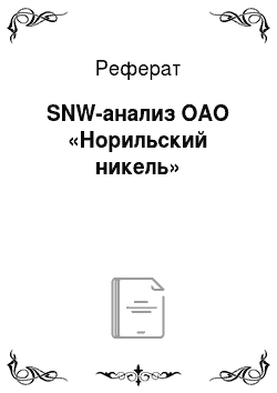 Реферат: SNW-анализ ОАО «Норильский никель»