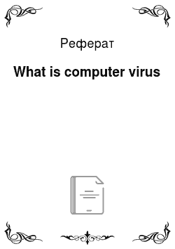 Реферат: What is computer virus
