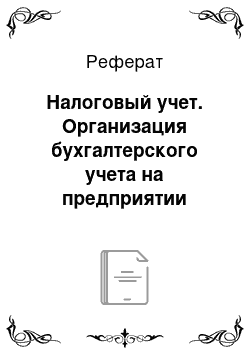 Реферат: Налоговый учет. Организация бухгалтерского учета на предприятии