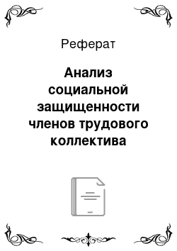 Реферат: Анализ социальной защищенности членов трудового коллектива