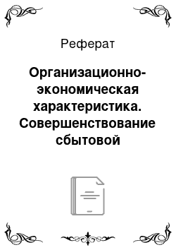 Реферат: Организационно-экономическая характеристика. Совершенствование сбытовой деятельности предприятия на примере ООО "Чистота"