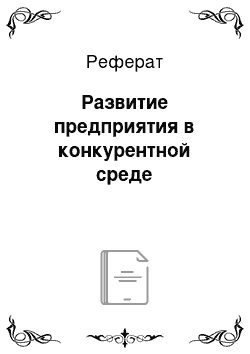 Реферат: Развитие предприятия в конкурентной среде