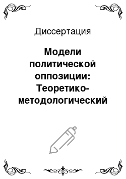 Диссертация: Модели политической оппозиции: Теоретико-методологический анализ